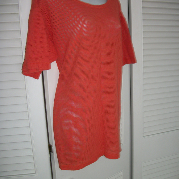 VINTAGE ORANGE MESH T-SHIRT  TUNIC TOP sz L/XL - Picture 3 of 3
